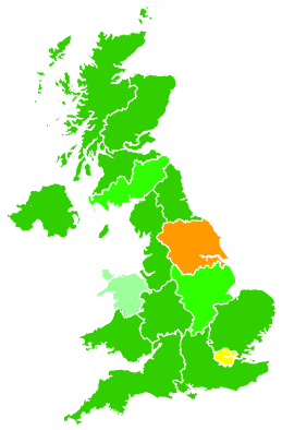 Click on a region for air pollution levels for 11/10/2002