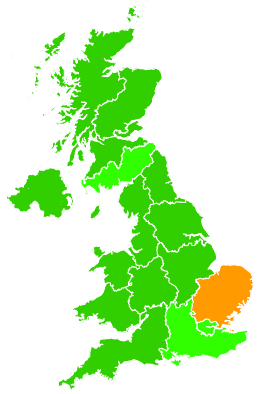 Click on a region for air pollution levels for 11/10/2009
