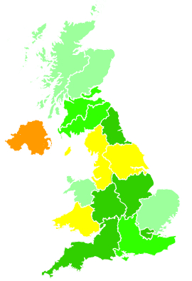 Click on a region for air pollution levels for 11/11/1994