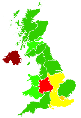 Click on a region for air pollution levels for 11/11/1996