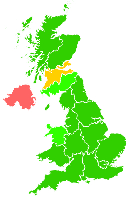 Click on a region for air pollution levels for 11/11/1999