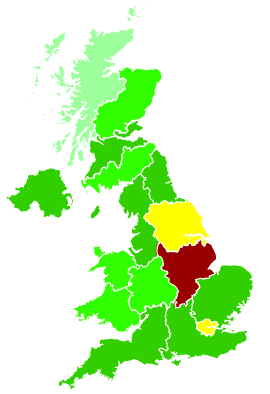 Click on a region for air pollution levels for 11/11/2003