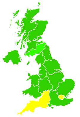 Click on a region for air pollution levels for 11/12/2003