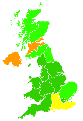 Click on a region for air pollution levels for 11/12/2012