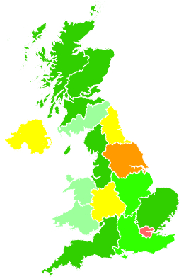 Click on a region for air pollution levels for 12/02/1993