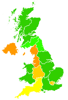 Click on a region for air pollution levels for 12/02/1999