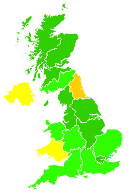 Click on a region for air pollution levels for 12/02/2003