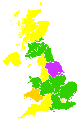Click on a region for air pollution levels for 12/03/1993