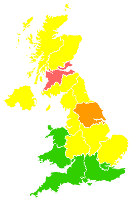 Click on a region for air pollution levels for 12/05/2000
