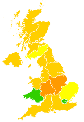 Click on a region for air pollution levels for 12/06/1992