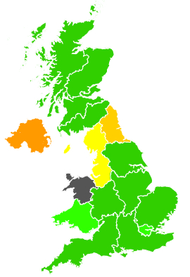 Click on a region for air pollution levels for 12/06/1993