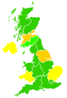 Click on a region for air pollution levels for 12/06/2000
