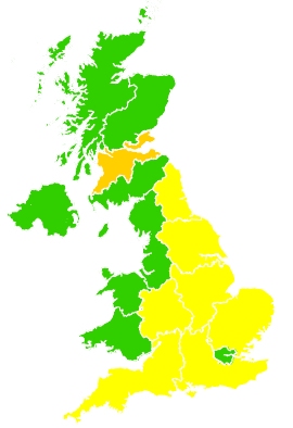 Click on a region for air pollution levels for 12/06/2009