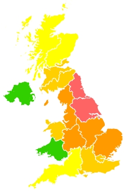 Click on a region for air pollution levels for 12/06/2023