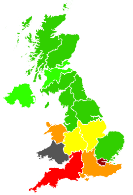 Click on a region for air pollution levels for 12/07/1990