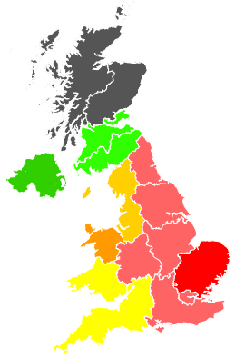 Click on a region for air pollution levels for 12/07/1994