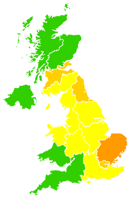 Click on a region for air pollution levels for 12/07/1997
