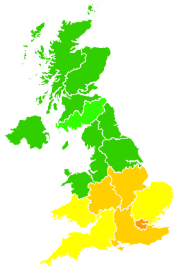 Click on a region for air pollution levels for 12/07/2003