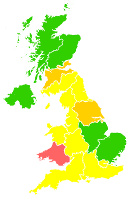 Click on a region for air pollution levels for 12/07/2005
