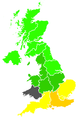 Click on a region for air pollution levels for 12/08/1990