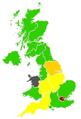 Click on a region for air pollution levels for 12/08/1996