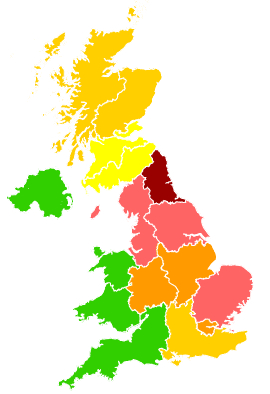 Click on a region for air pollution levels for 12/08/1997