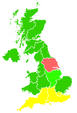 Click on a region for air pollution levels for 12/08/1999
