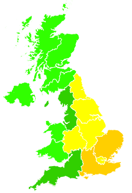 Click on a region for air pollution levels for 12/08/2000