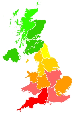 Click on a region for air pollution levels for 12/08/2022