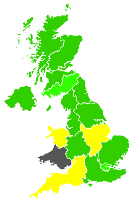 Click on a region for air pollution levels for 12/09/1990