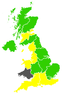 Click on a region for air pollution levels for 12/10/1990