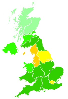 Click on a region for air pollution levels for 12/10/2001