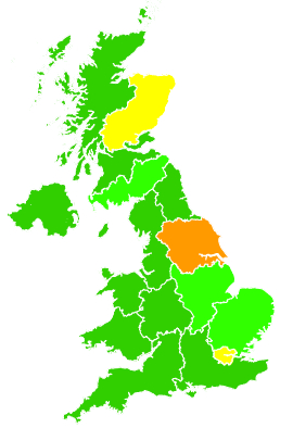 Click on a region for air pollution levels for 12/10/2002