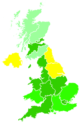 Click on a region for air pollution levels for 12/11/1994