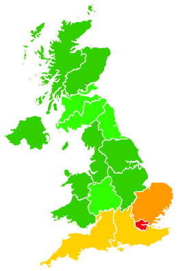 Click on a region for air pollution levels for 12/11/1997