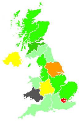 Click on a region for air pollution levels for 12/12/1991