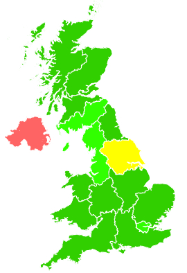 Click on a region for air pollution levels for 12/12/1993