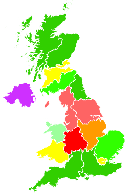 Click on a region for air pollution levels for 12/12/1995