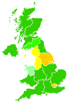 Click on a region for air pollution levels for 12/12/2002