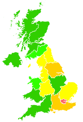 Click on a region for air pollution levels for 12/12/2007