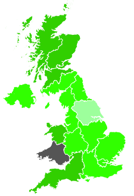 Click on a region for air pollution levels for 13/01/1988