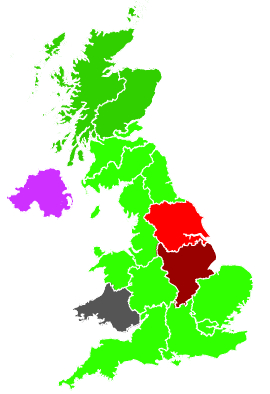 Click on a region for air pollution levels for 13/01/1991