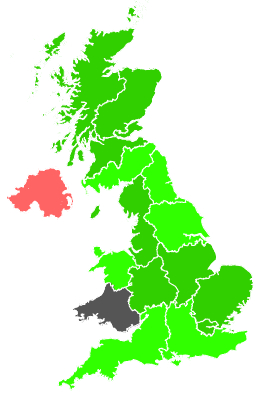 Click on a region for air pollution levels for 13/01/1992