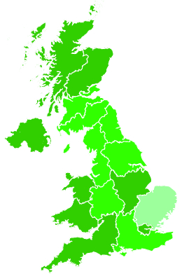 Click on a region for air pollution levels for 13/01/1995