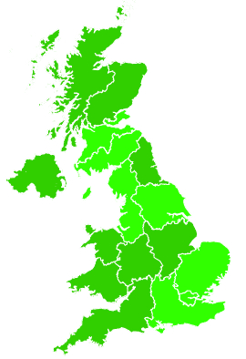 Click on a region for air pollution levels for 13/01/2000