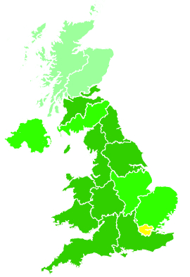 Click on a region for air pollution levels for 13/01/2003