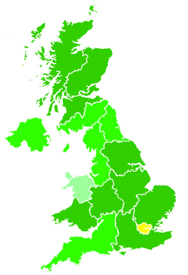 Click on a region for air pollution levels for 13/01/2010