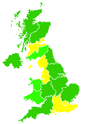 Click on a region for air pollution levels for 13/01/2012