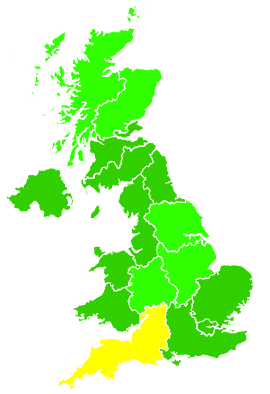 Click on a region for air pollution levels for 13/01/2014