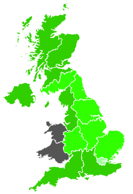 Click on a region for air pollution levels for 13/02/1988